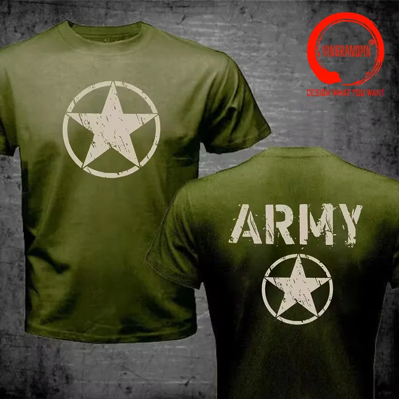 Vintage Distressed United States US Army T Shirt Men 100% Cotton O-Neck Fashion Clothing Short Sleeve Summer Casual Mens T-shirt