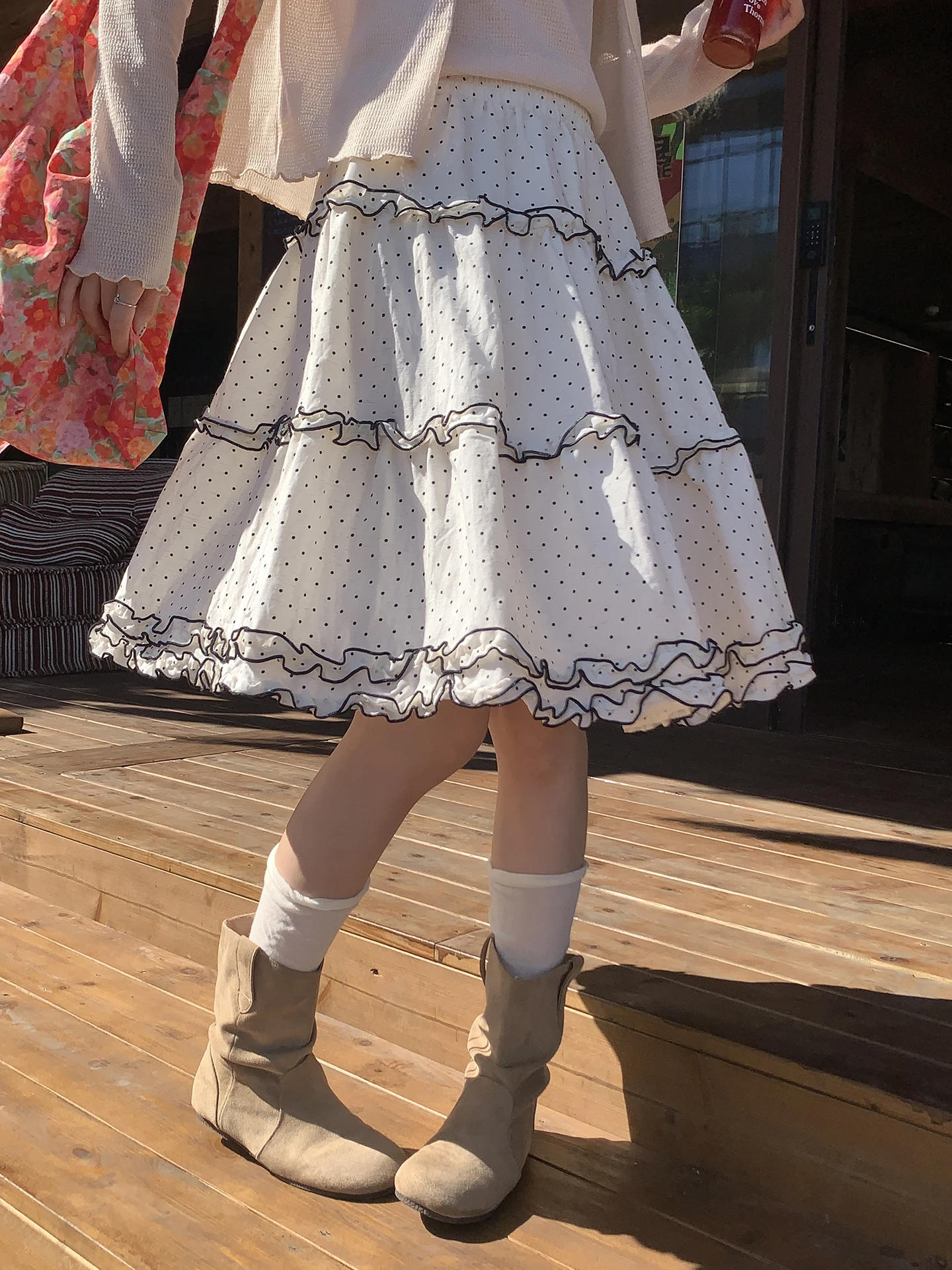 

Holli Korean Sle High Waist ort Cake Skirt Polka Dot Wrap Hip Women's Faion Spring New Arrival f Body Skirt
