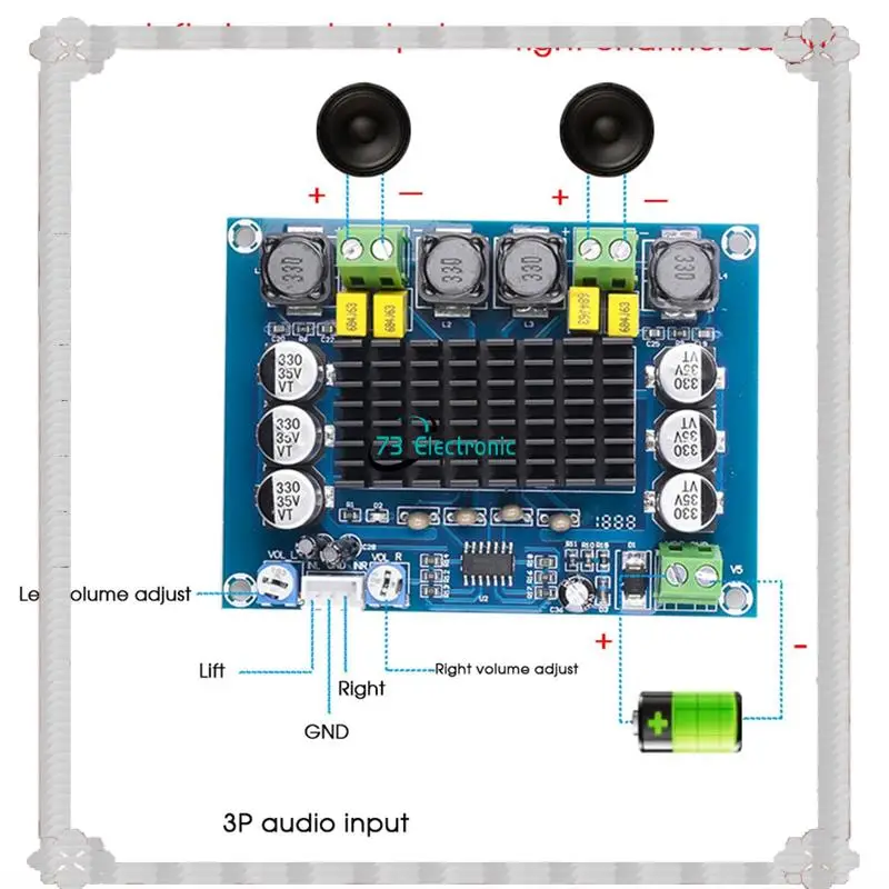 24-Hour Delivery High Power 2X120w DC 12V 24V Audio Amplifier Board Dual Channel Stereo Digital For Speaker