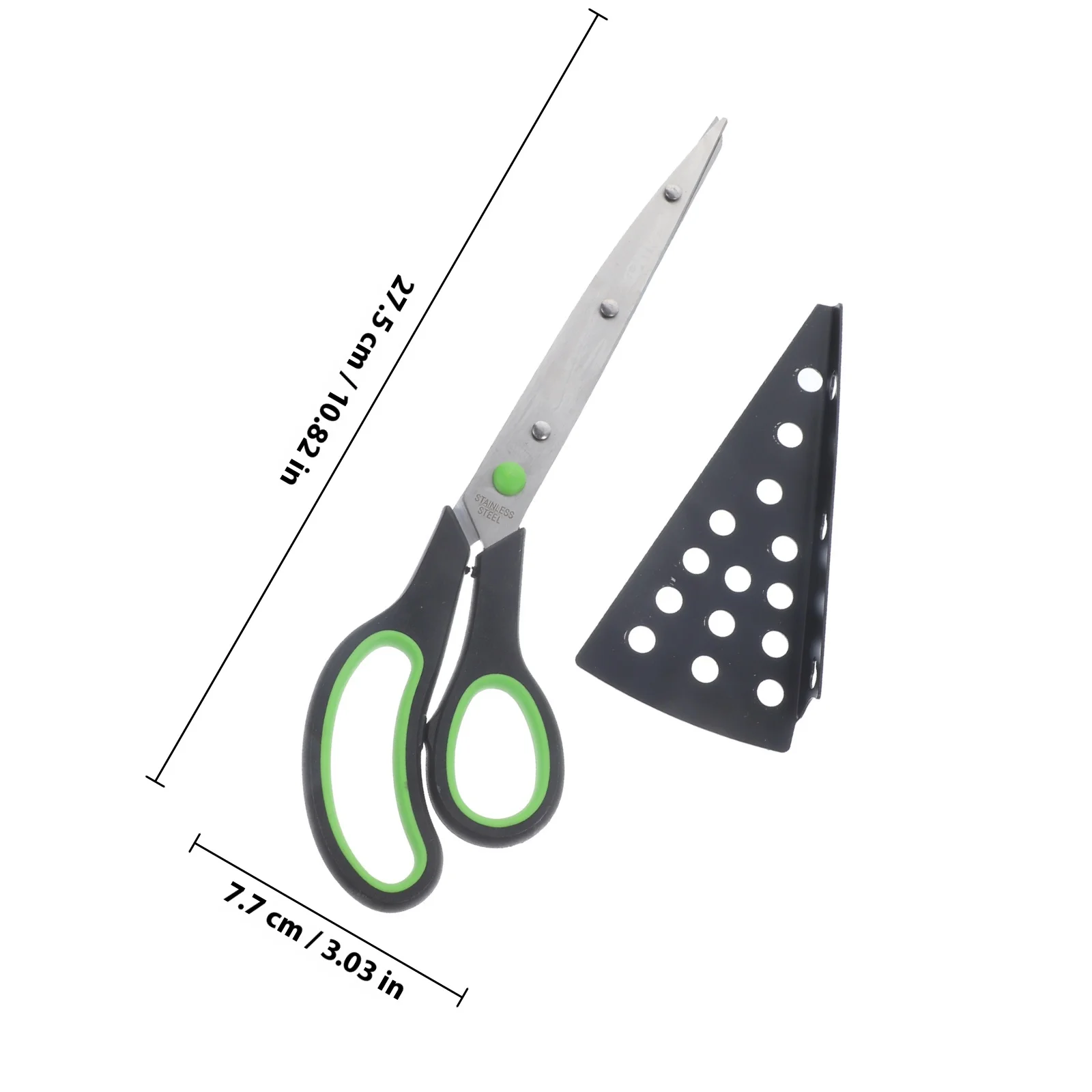 مقص بيتزا فعال من الفولاذ المقاوم للصدأ عالي التحمل للتقطيع السلس في المطابخ المنزلية والمطاعم باللون الأخضر