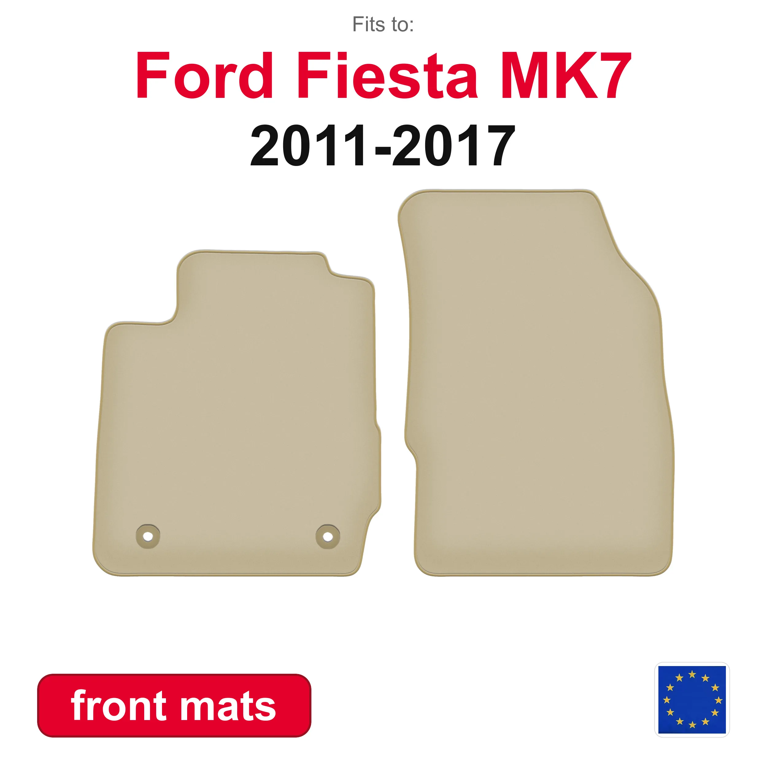 PREMIUM auto vloermatten voor Ford Fiesta MK7 hatchback (2011-2017) -beige 2 stuks auto vloermatten voor