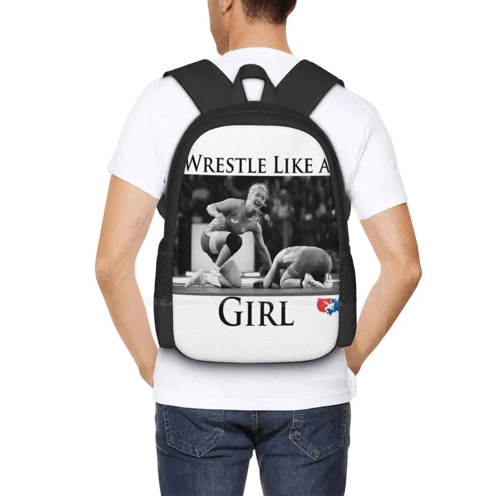 Mochila medalha de ouro para estudante, Bolsa Wrestling para menina, Novas chegadas, Bolsas Unisex, USA Wrestling