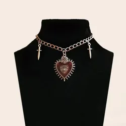 Goth Gothic Peach Heart Flower Sword Eye Cross Pendant Choker Chain Necklace For Man Women New Fashion Jewelry Vintage Punk