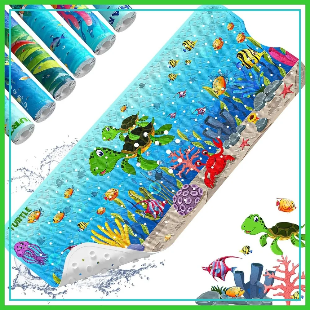 

Non Slip Bathtub Mat 40''x16'' Extra Long, Eco-Friendly Shower Mat with Suction Cups, Machine Washable, Sea Turtle