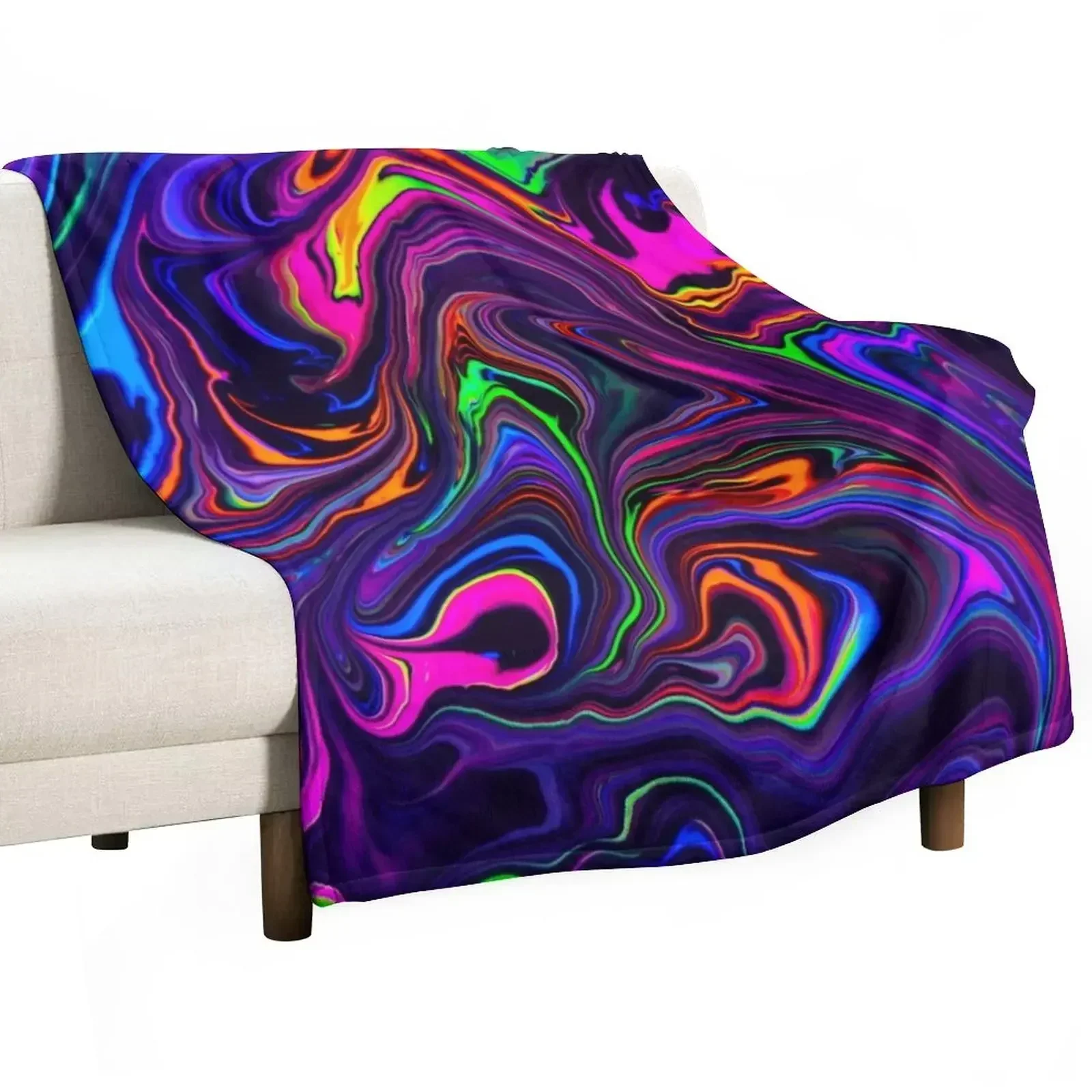 Neon Space Waves Throw Blanket christmas gifts Thin Hairy Stuffeds Decorative Sofas Shaggy Blankets