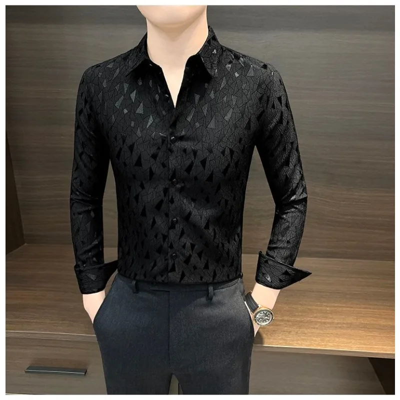 New Simple Design Personalized Men's Shirts Fashionable High-Level Casual Trendy Brand Solid Color Versatile