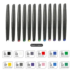 DSPIAE 12 Colors Water-based Soft Tipped Markers Kit Water-Base Metallic Fluorescent Color for Gundam Model Painting DIY Tool