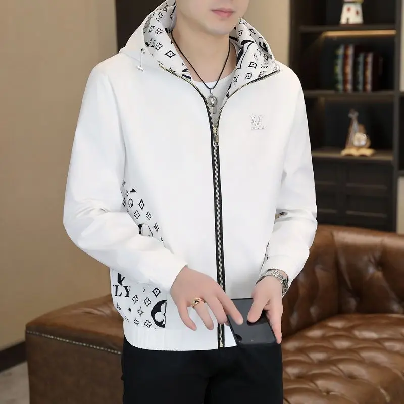 Spring and Autumn Men's Hooded Casual Trend Jacket Fashion Versatile Trend Top