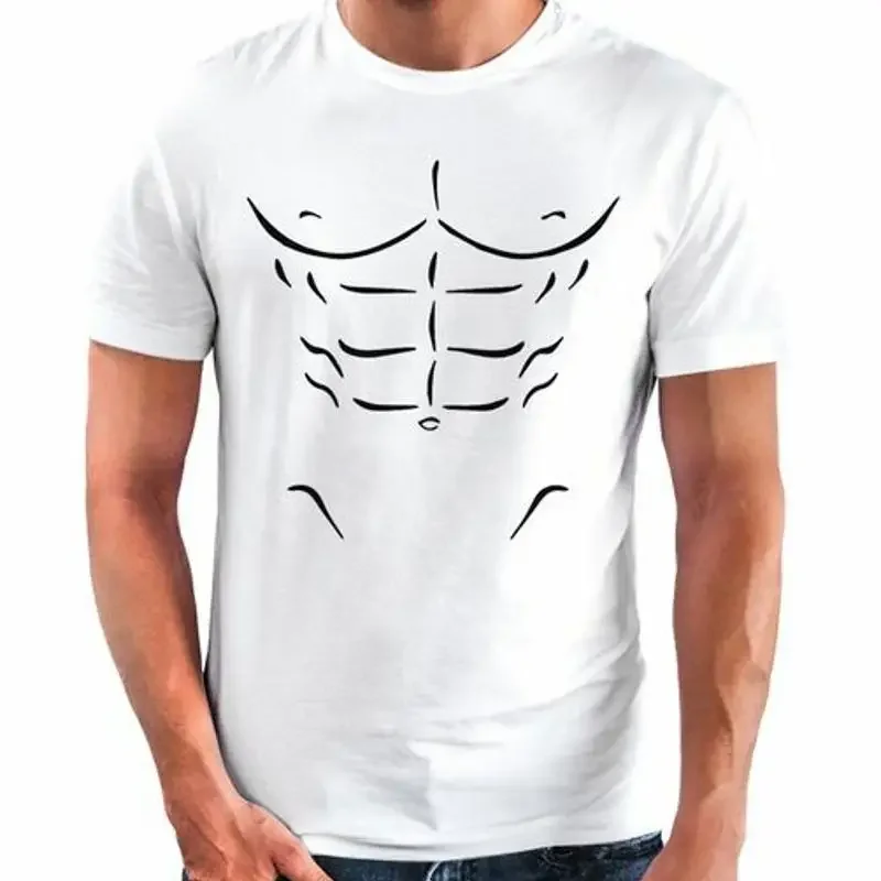 

Men's T-Shirt Printed Abdominal Muscles Washboard Belly Print Motif Print