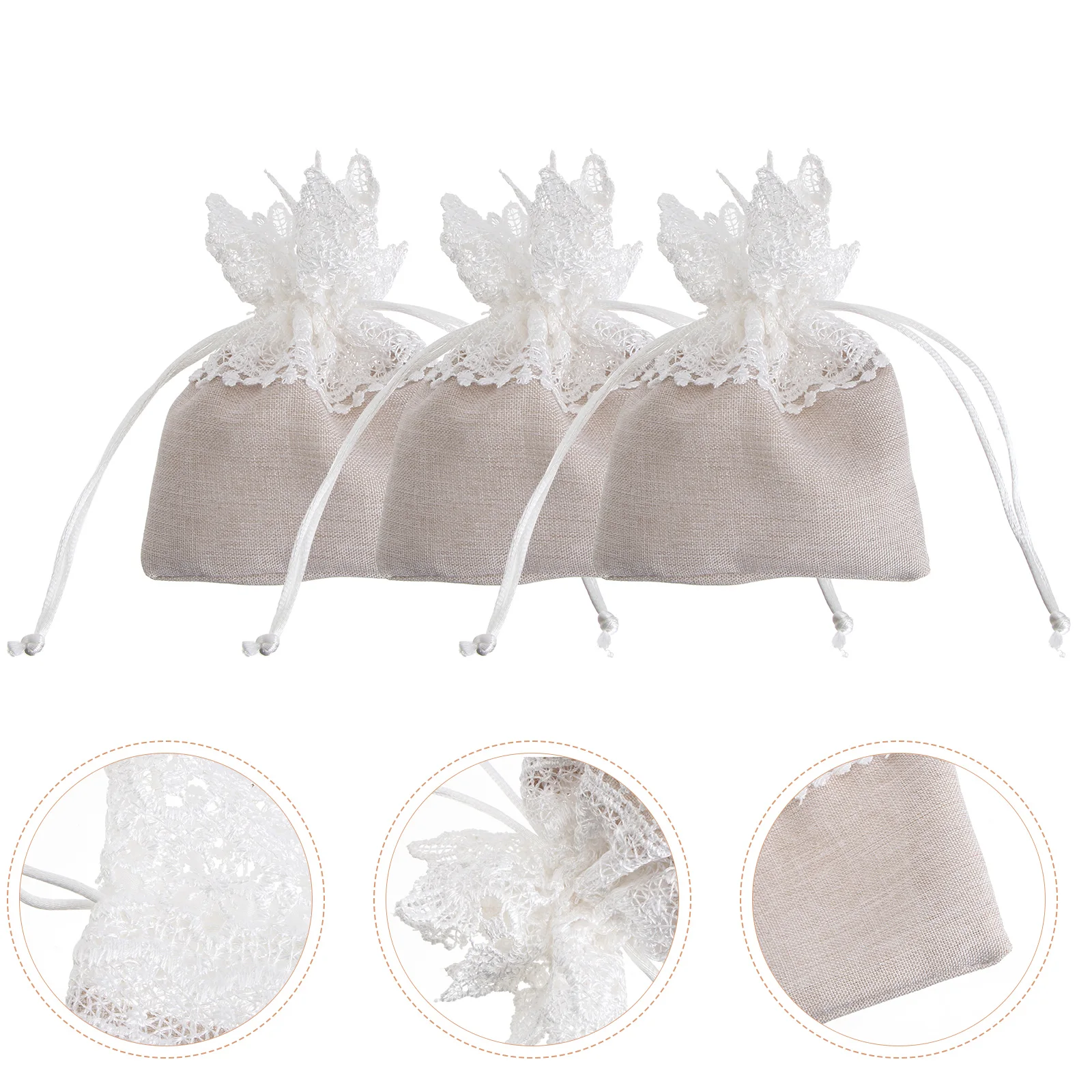 

Candy Wrapping Bags Burlap Fabric Gift Pouches Clear Beige Wedding Party Decorations Bridemaid Present Bag Packages