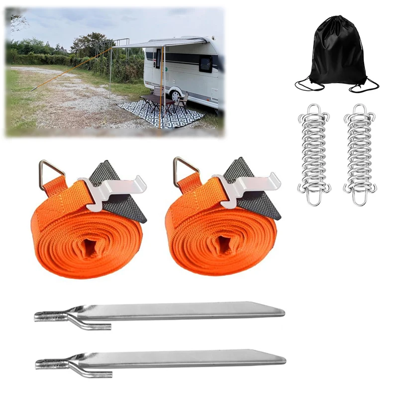Caravan Awning Storm Band Straps 2-IN-1 Tie Down Kits Replacement Fit For Most Motorhomes For Thule Fiamma Dometic Awning Canopy