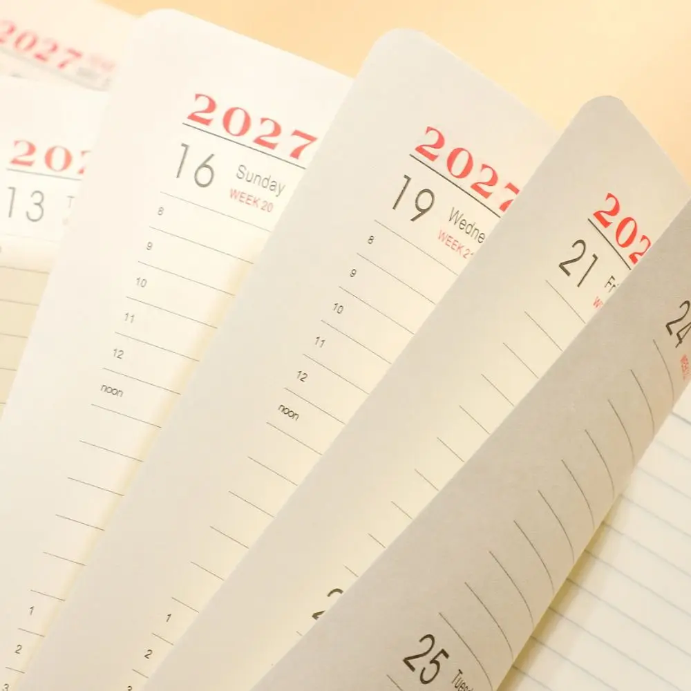 English 2027 Schedule Planner Notepad 12 Months Wear-resistant A5 Agenda Planning Notebook Simple Efficiency Office Work Planner