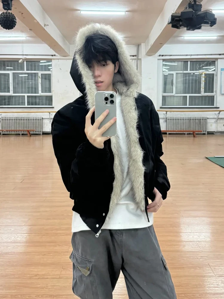 

Теплое мужское зимнее пальто из хлопка с капюшоном на подкладке Thiened Fce, жилет с хлопковой подкладкой в американском стиле, полиэфирное волокно