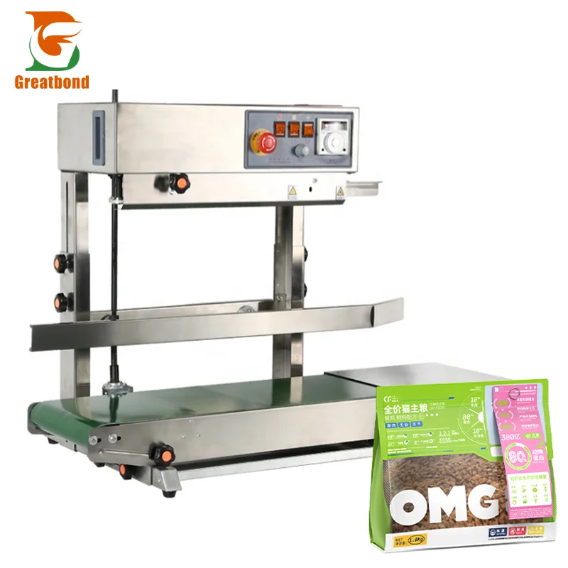 FR450 Stainless Steel Automatic PE/PP Plastic Film Bag Copper Continuous Heat Band Heightening Sealer Vertical Sealing Machine