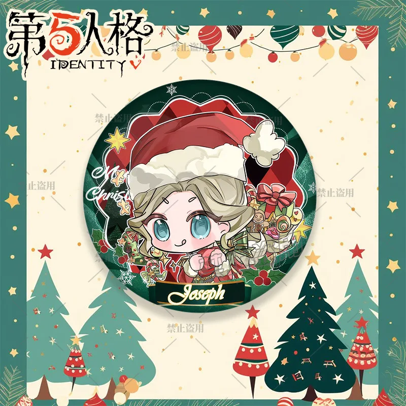 Identity V Christmas Theme Badge Q Version Anime Character Tinplate Brooch Bag DIY Decor Game Peripheral Fans Collection Gift