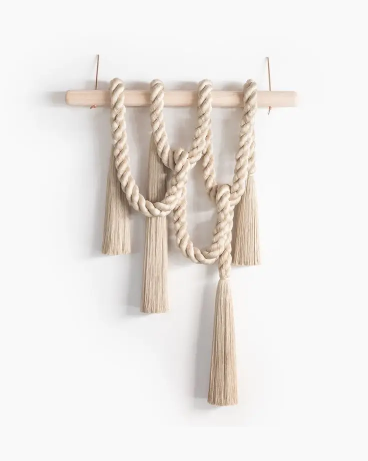 #￥Handicrafts Double Half Hitch Cotton Braided Macrame Cord Art Deco Style for Wedding & Anniversary Events Home Decor Gifts