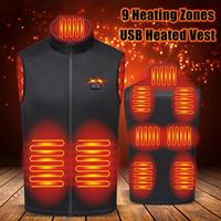 9 Areas Self Heating Vest Jacket USB Electric Heated Winter Men Womens Heated Jacket Tactical Heating Vest Body Warmer Coat