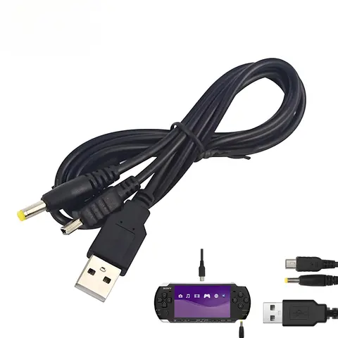 2 in 1 USB Charger For PSP 1000 2000 3000 Game Console USB Data Cable + Charger Cable Cord Game Accessory Adapter Wire Charging