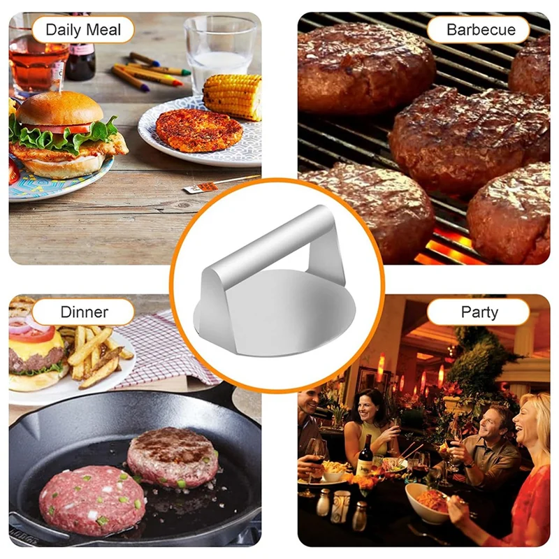 

2025 Trendstainless Steel Crushing Hamburger Briquette Hamburger Patty Masher Round Meat Briquette Mold Meat Kitchen Accessories
