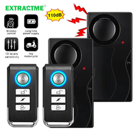 Extractme Wireless Vibration Bike Alarm With Remote Control Anti-Theft Alarm 110dB Loud Bike Door Window Motorcycle Security Ala