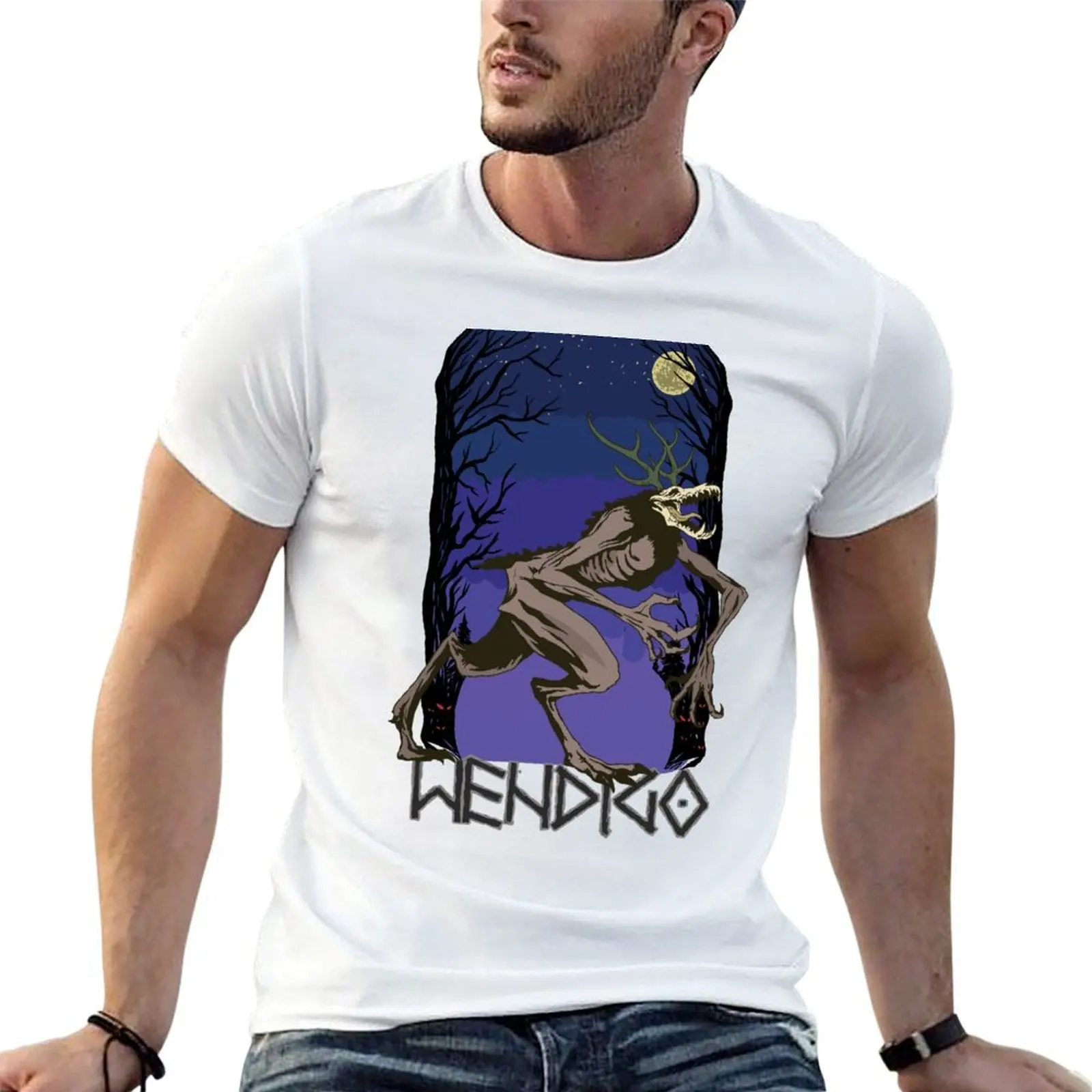 

Native American Wendigo Skin Walker Cryptid Art T-Shirt t shirts for man graphic vintage man t shirts for men casual T-Shirt