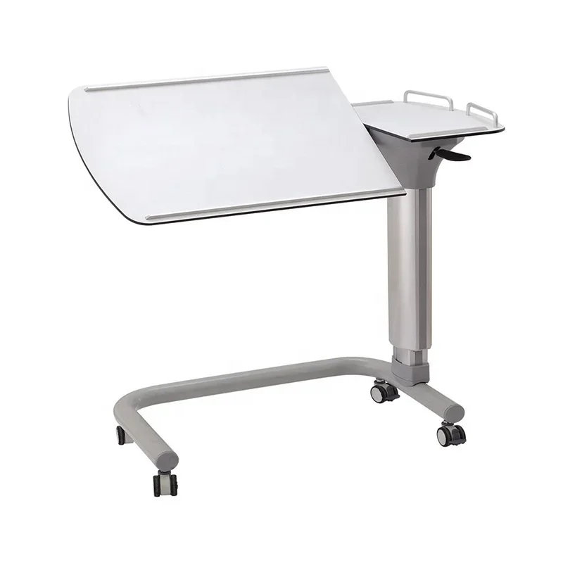 Hot Sale Modern Hospital Furniture Adjustable Overbed Table Mobile Dinner Table with Wheels Use in Hospital