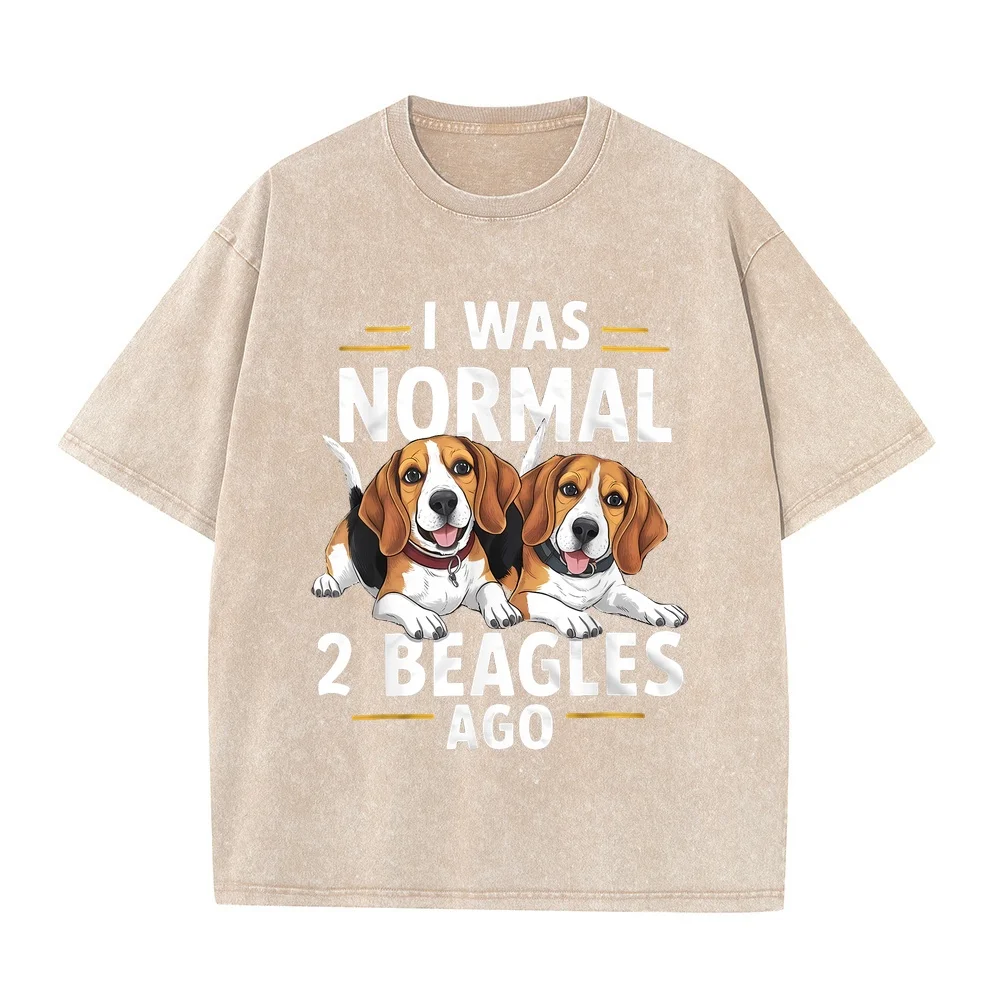 I Was Normal 2 Beagles Ago Funny Beagle T-Shirt Tops 반팔티 Autumn Big Size Daily Wear 100 Cotton Anniversary Graphic Tee Animal