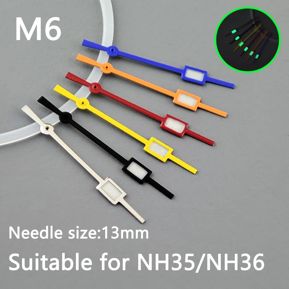 NH35 hands pointer Silver needle green luminous, Watch accessories,suitable for nh35 Second Hands nh36  movement M6