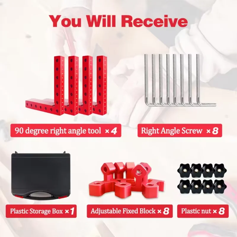 12Pcs Right Angle Square Positioning Jig Kit with Storage Case Aluminum Alloy Woodworking Locator Jig for Furniture DIY Assembly