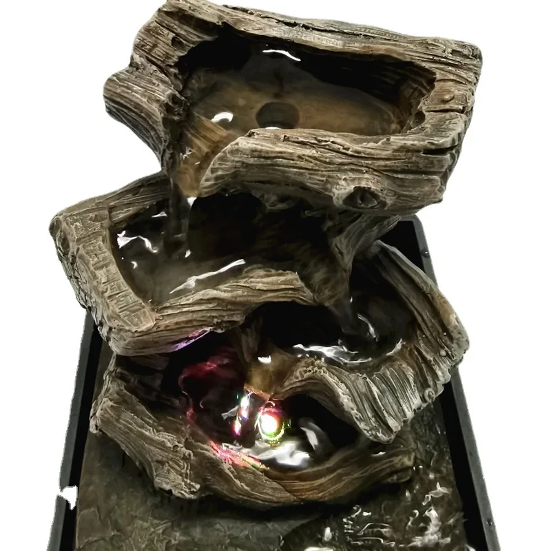 Fontana da tavolo a LED Ciotole fluenti a 5 livelli per interni Decorazione da tavolo a cascata rilassante Decorazione per la casa da meditazione