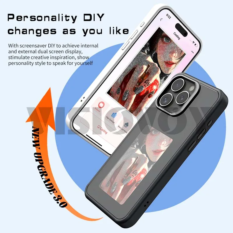 Funda NFC Function Phone Case for Iphone 15 14 13 Pro Max  DIY Picture Four Color Screen Fashion Mans Womans Covers Battery Free