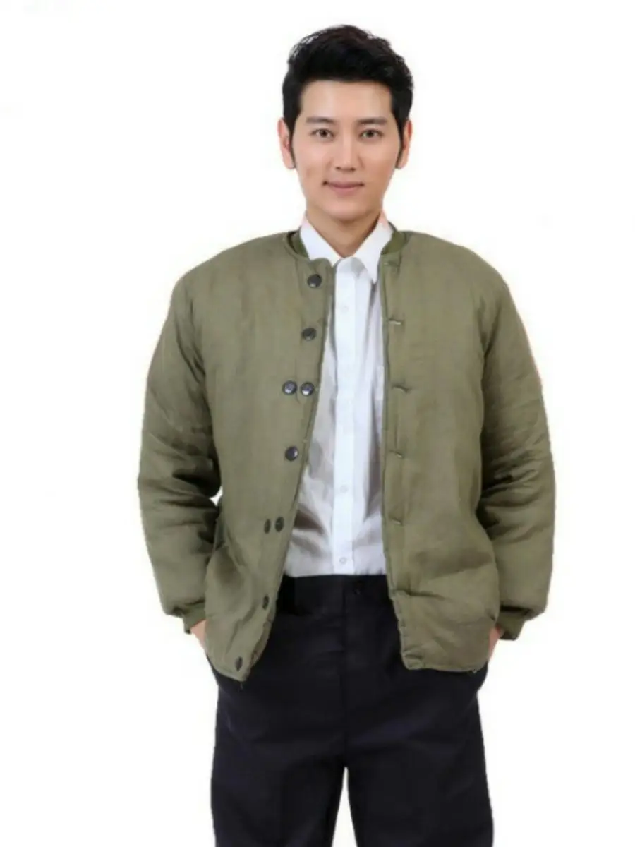 

Thiened Cotton Jaet Warmth Cold Storage Old Sle Men's Busin Casual Long Coat Button Pure Color Winter Coat