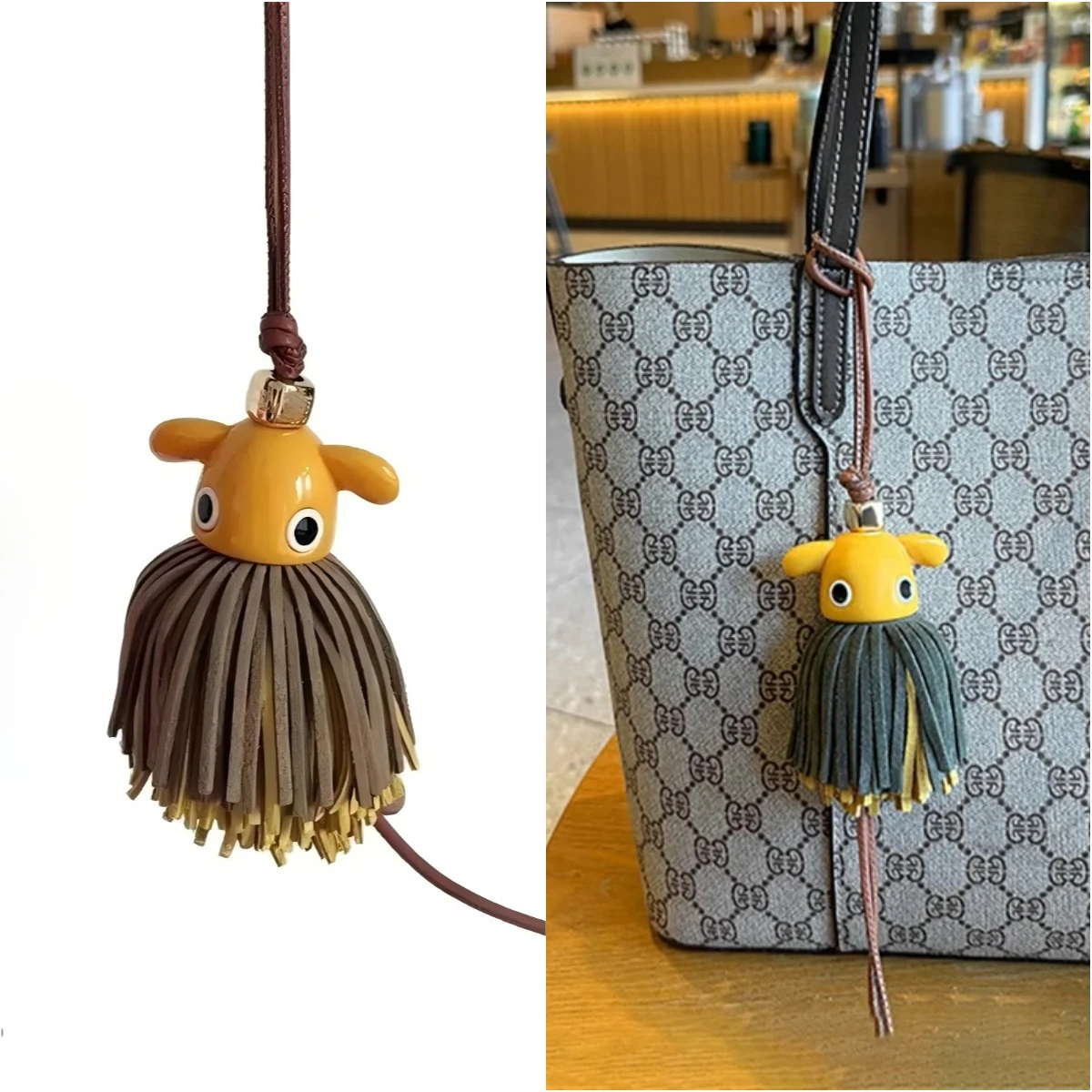 Lindo Colgante de Bolsa con Diseño de Fantasma, de Cuero PU con Borla, Llavero Kawaii, Accesorio Decorativo para Bolsos, Carteras y Mochilas, Regalo para Mujer