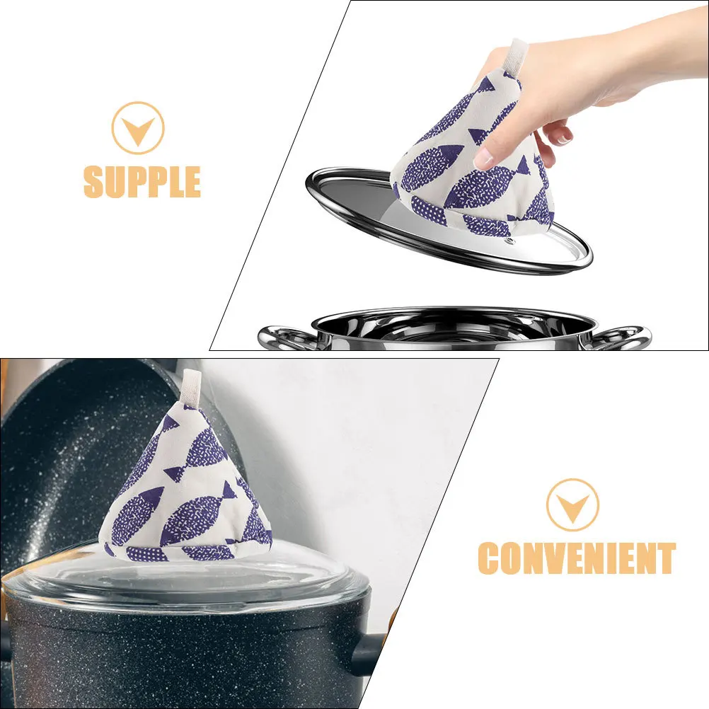 

2Pcs Pot Lid Knob Covers Triangle Anti-Scald Heat Resistant Pot Handle Protector Cooking Kitchen Gadget Silicone Sleeves