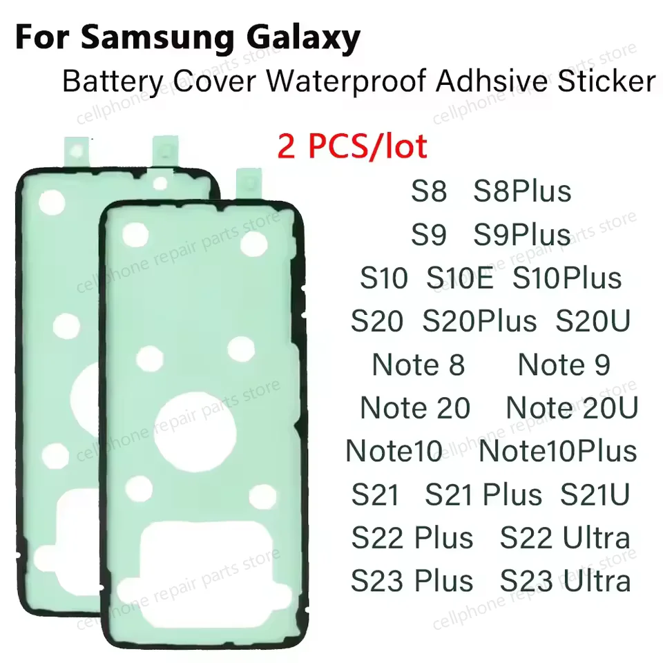 

2PCS-Waterproof Back Battery Cover Glue Adhesive Sticker For Samsung Galaxy S8 S9 S10 S10E S20 S21 S22 Plus Ultra