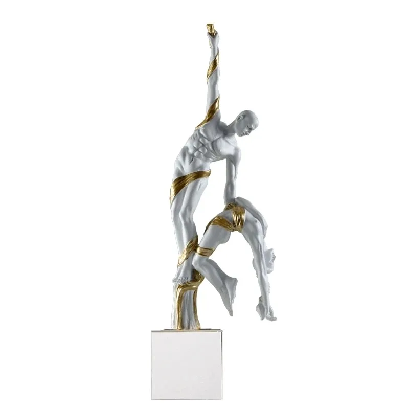 Artistic Resin Couple Acrobatics Sculpture Crystal Base Aerialist Lovers Statue Gymnastics Dancer Ornament Decor Gift Craft
