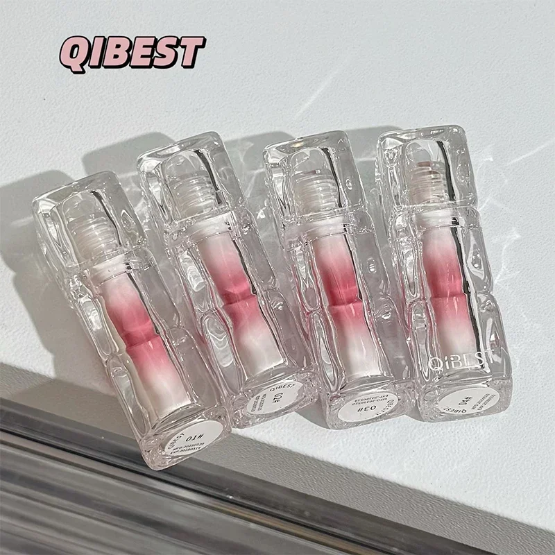 ลิปกลอสเนื้อฉ่ำ QIBEST - ลิปสติกเนื้อมอยชุ่มชื้น ให้ลุคเงางามเหมือนกระจก ไม่ติดแก้ว เหมาะสำหรับใช้เอง เป็นของขวัญได้ เครื่องสำอางสไตล์เกาหลี