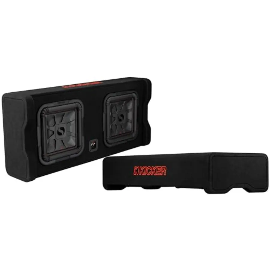 

Dual Down Firing L7 Thin 12 Enclosure for home theater, MDF material, black finish, ultra-slim design with enhanced bass respon