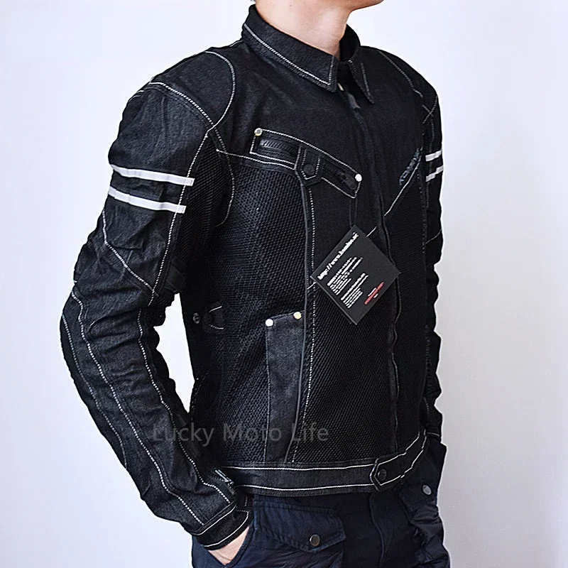 KOMINE JK006 Jacket Spring Breathable Denim Mesh Racing Ride High-performance Drop Resistance Clothing Motorcycle Jacket