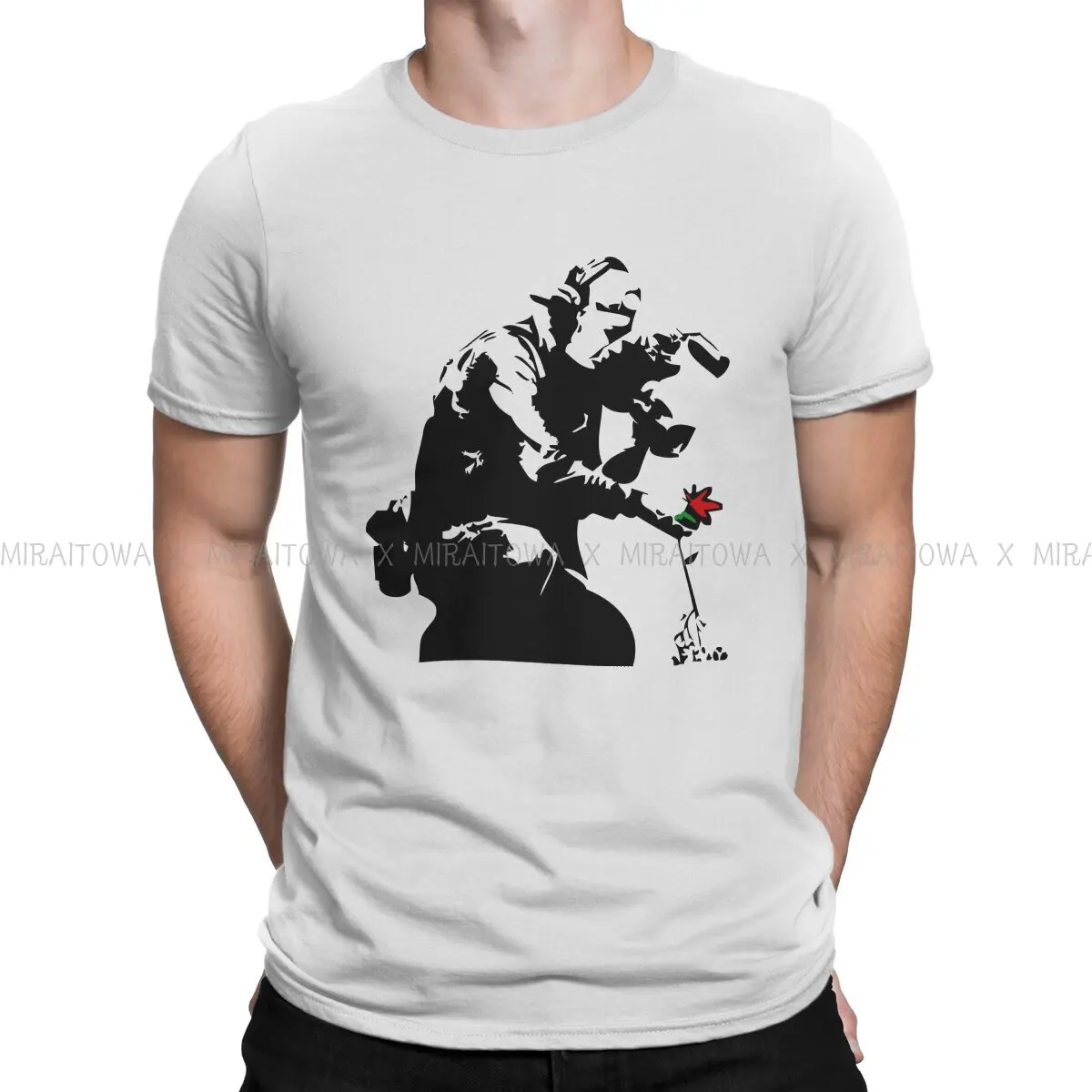 Banksy Wall Graffiti Flower Photographer T Shirt Graphic Men's Tees Summer Cotton Tops Harajuku O-Neck TShirt