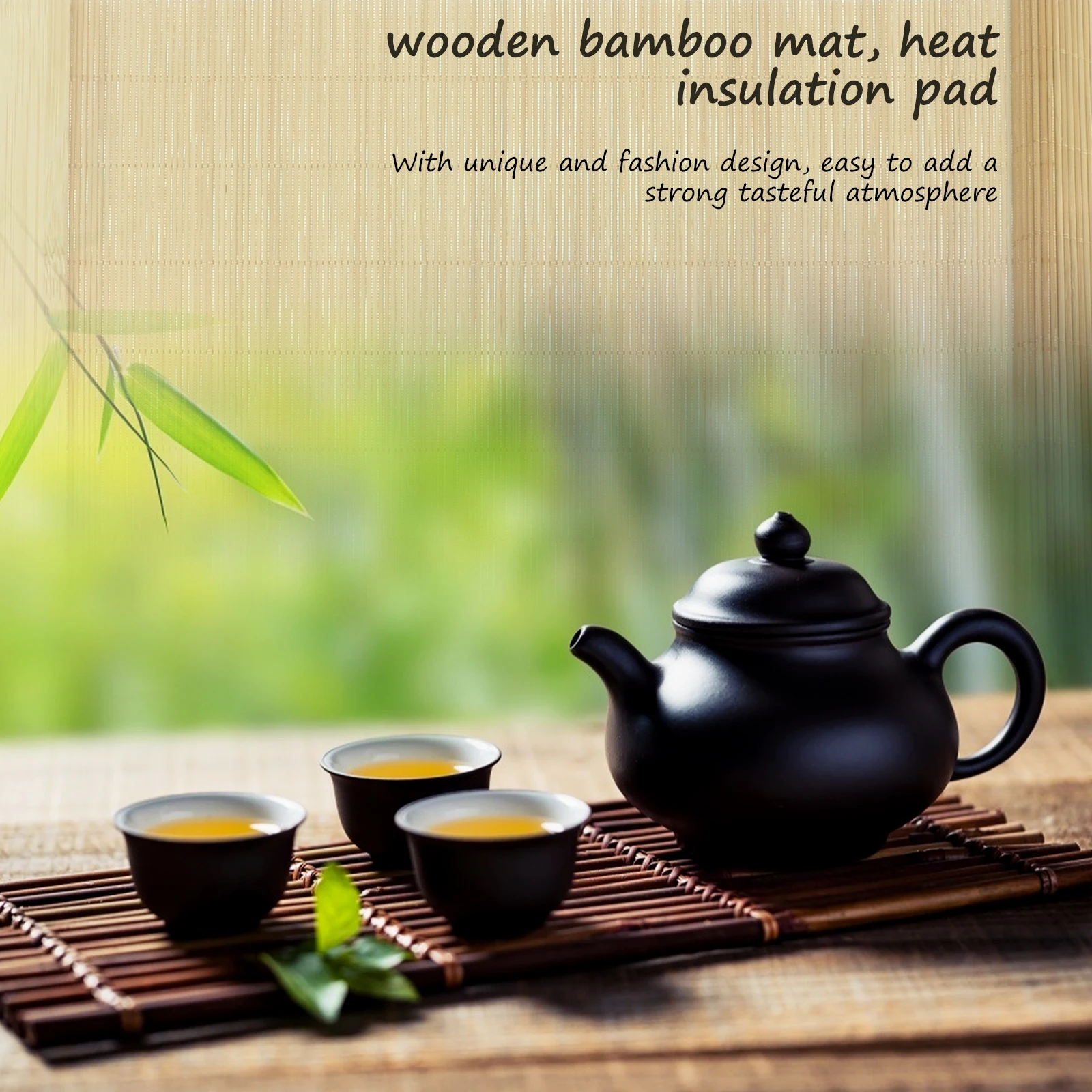 

2pcs Insulation Pads Heat Proof Placemats Waterproof Bamboo Table Decor Dining Home Resistant Anti Skid Place Mats for Cups