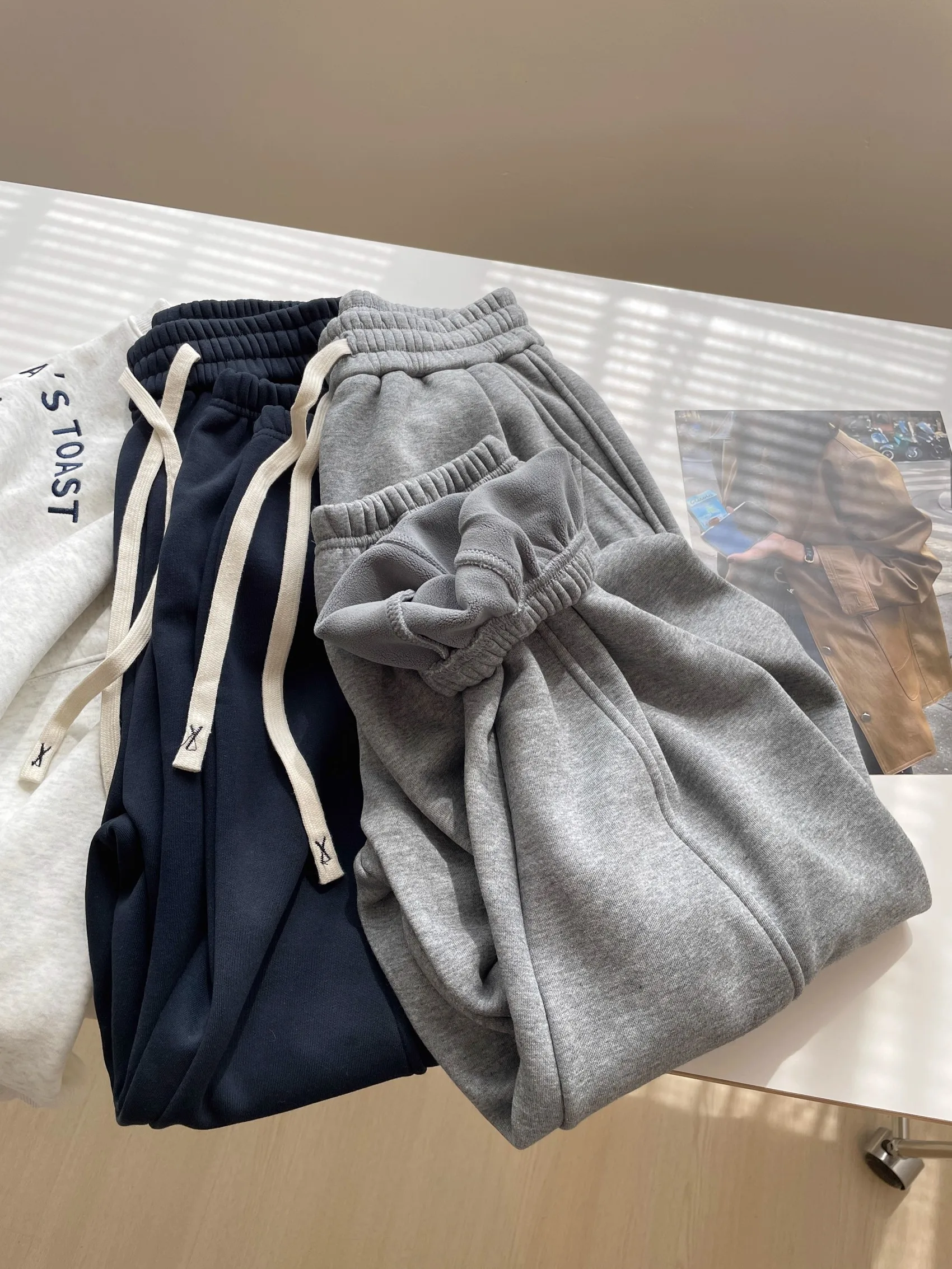 Extra Large Size Fce Lined High Waist Harlan Pants Women's Winter Thiened Sports Sweatpants Casual Comfortable Trousers