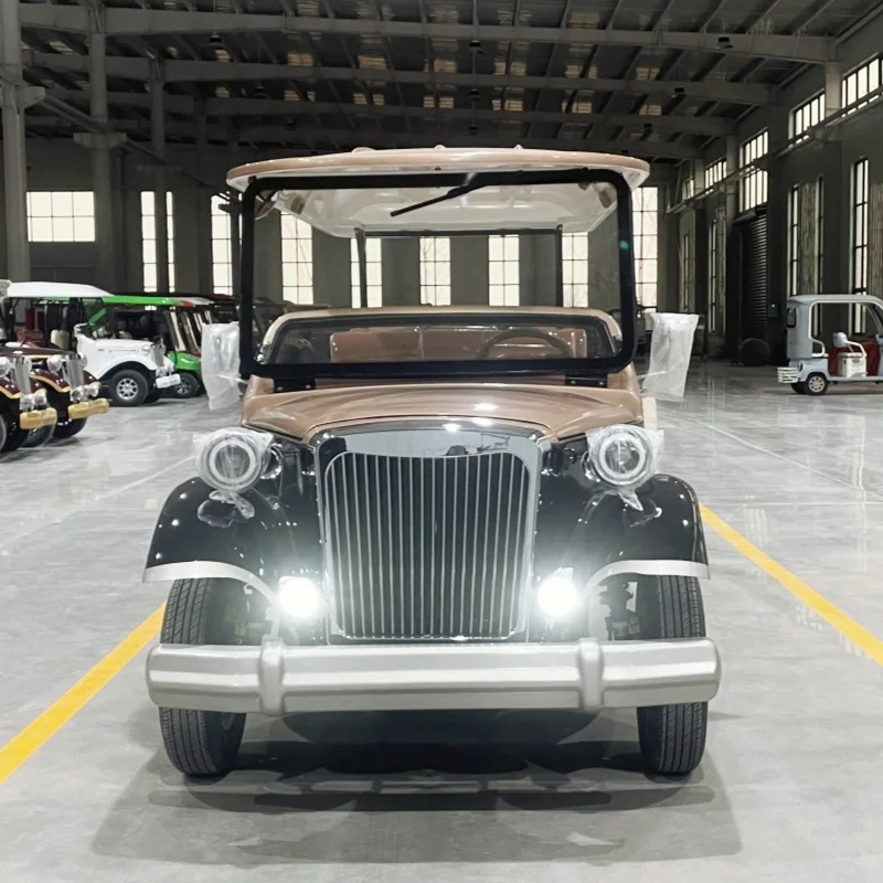 Factory Wholesale Custom Black Color Classic Vintage Classic Car Antique Electric Sightseeing Car Spacious Interior Space