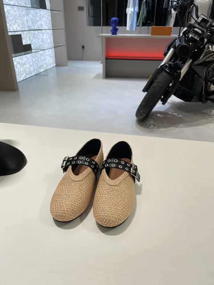 new Ladies Casual Comfort Slip On Lazy Shoes Female Womens Flat Slip On Canvas Summer Strap Loafers Straw Espadrilles