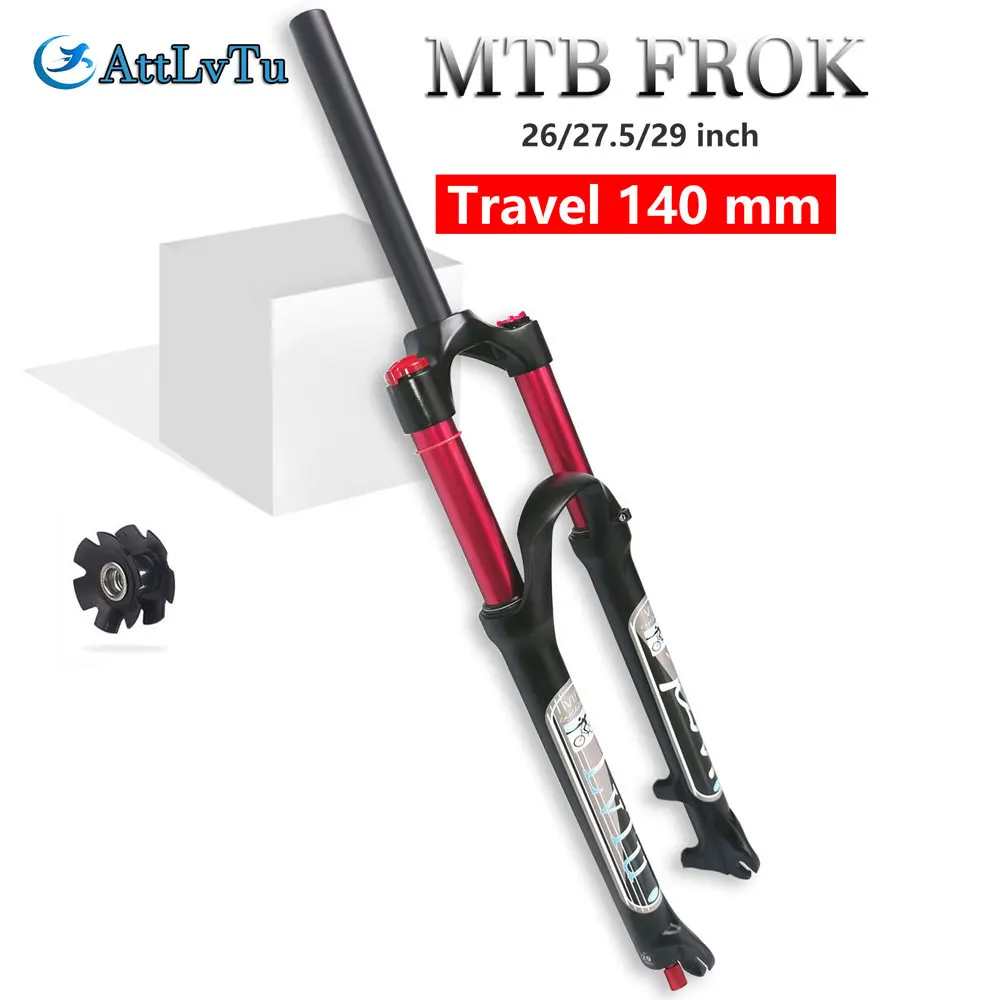 Air Mountain Bike MTB Fork, 26, 27.5, 29 Inch, 140mm Travel, 1-1/8 \