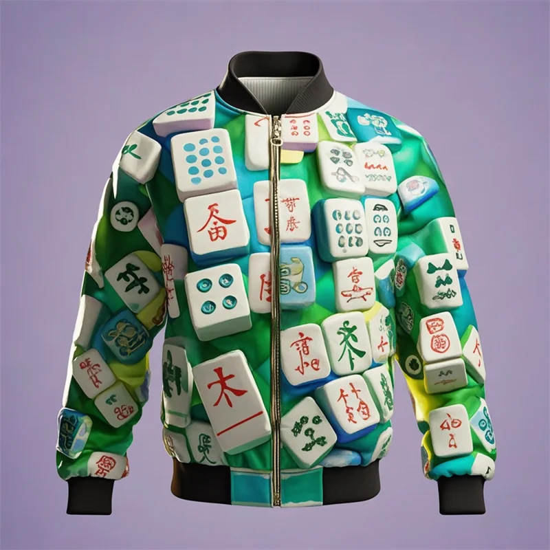 China Mahjong 3D Print Oversized Women/Men Jacket Sweatshirt Harajuku Streetwear Hip Hop Pullover Men's Coat Tracksuit Clothes