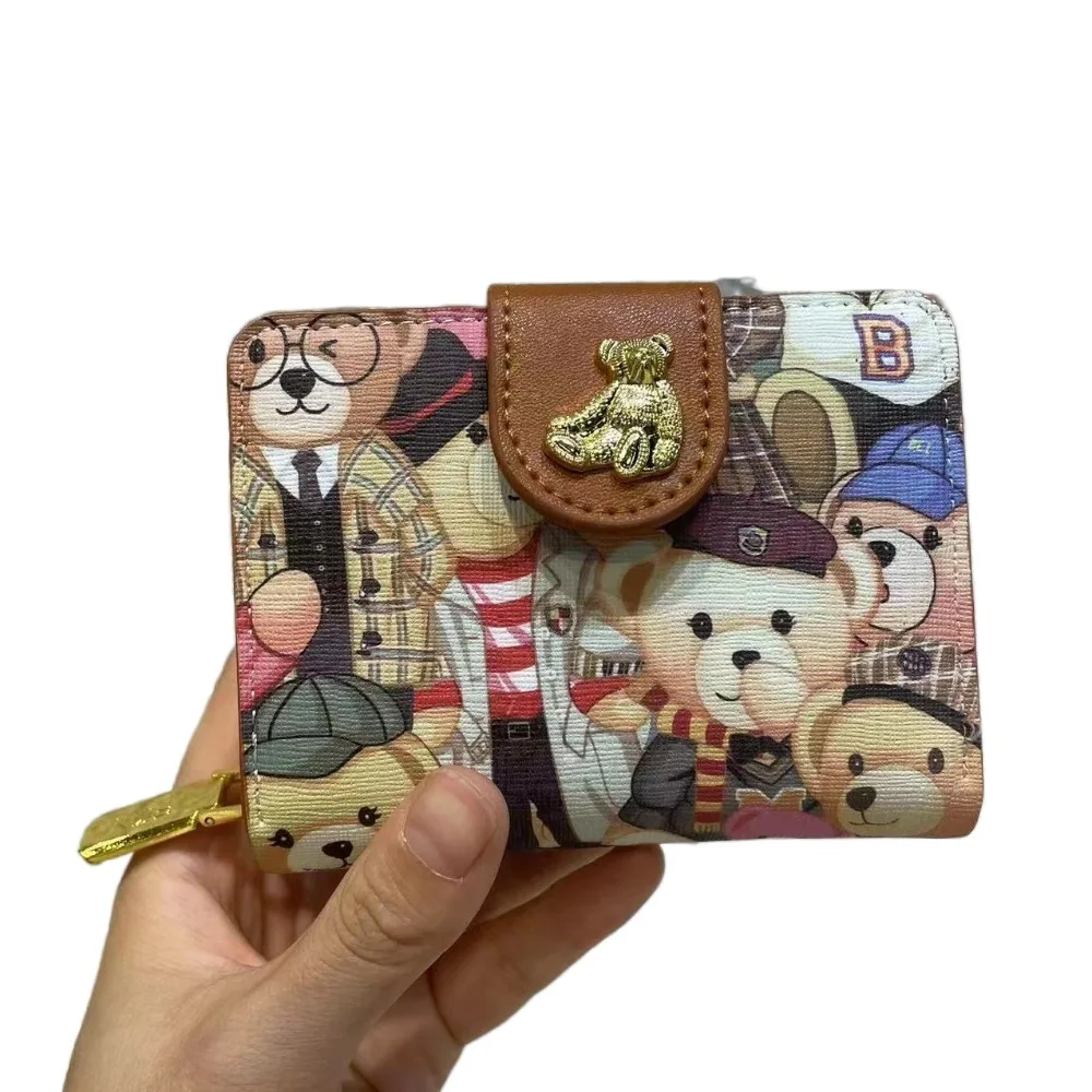 Integrated ID Card Bag Small Short Style Little Bear Card Bag Square Multi Functional Coin Bag Women