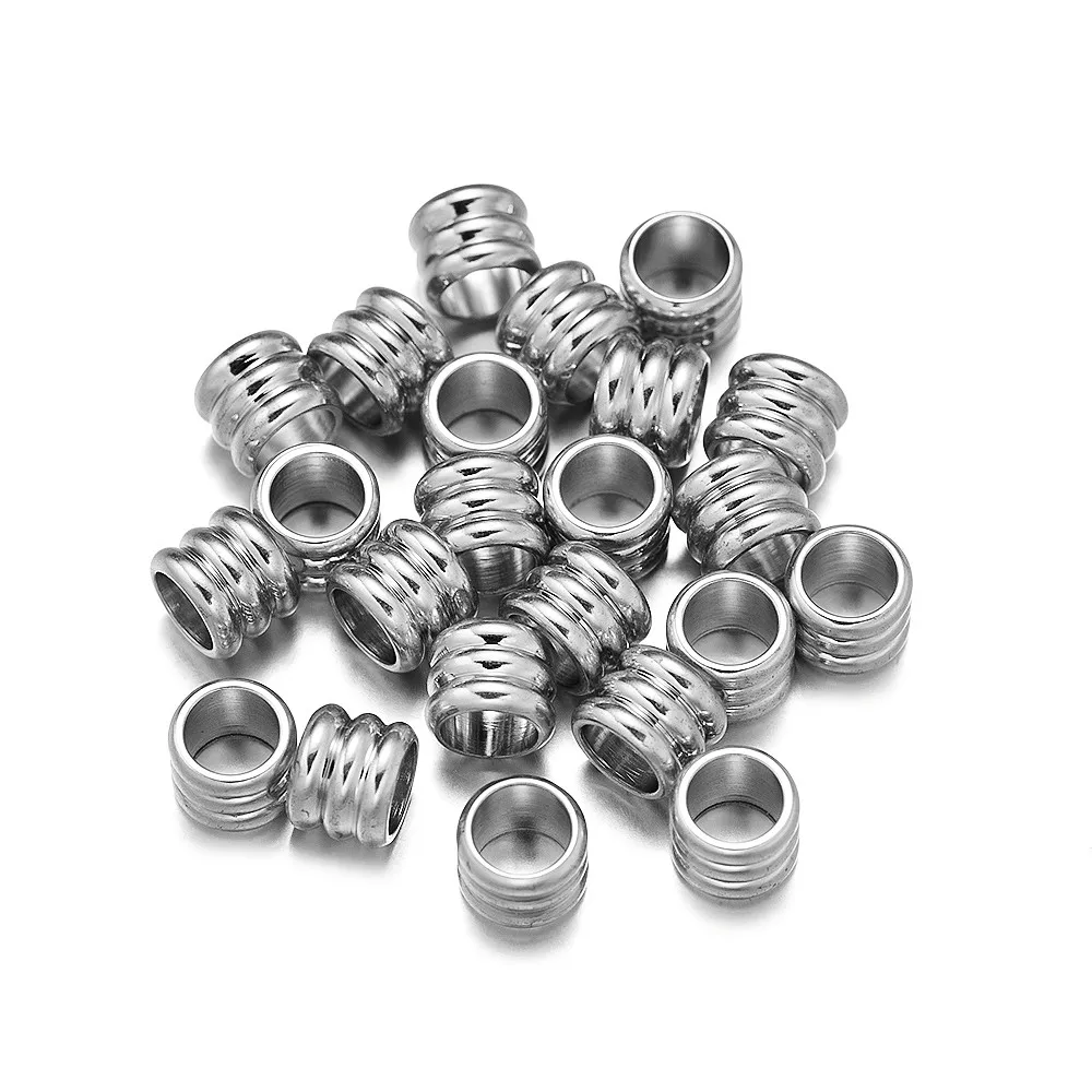 20Pcs 3/4/5/6mm Stainless Steel Big Hole Spacer Beads DIY Charm Necklace Bracelet Jewelry Making Findings Accessories Wholesale