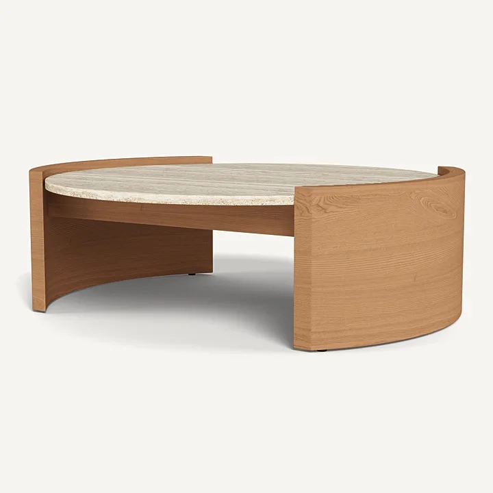 High-end luxury solid wood outdoor furniture apartment villa limestone coffee table