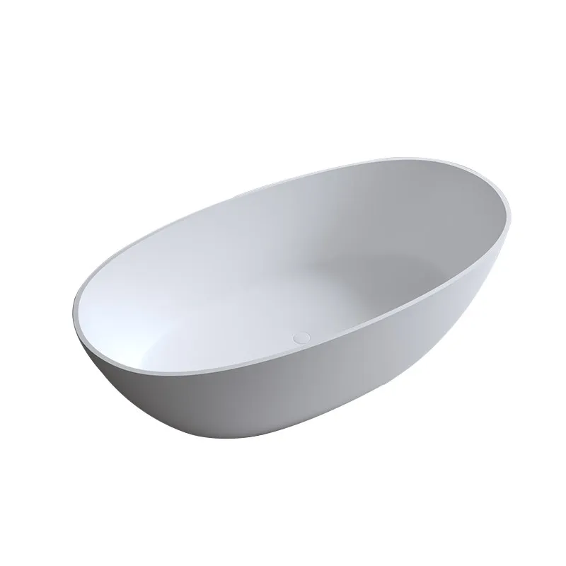 Artificial stone bathtub elliptical integrated freestanding home small apartment hotel polymer double bathtub